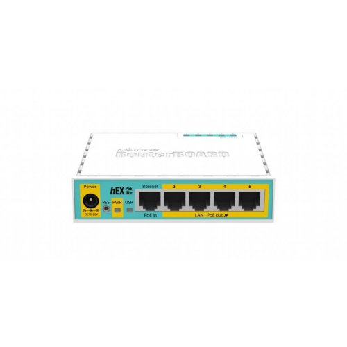 Маршрутизатор hEX PoE lite 5xFE/PoE, 1xUSB, RouterOS L4 (RB750UPr2)