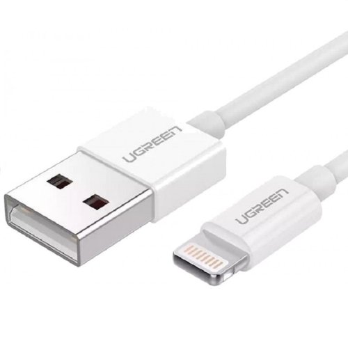 Кабель US155 USB-A 2.0 - Lightning, MFI, 1 m Nickel Plated White 20728