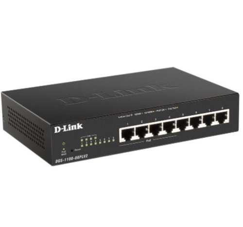 Коммутатор сетевой DGS-1100-08PLV2 8xGE (4xGE PoE, 4xGE), 64Вт, Easysmart Коммутатор сетевой DGS-1100-08PLV2 8xGE (4xGE PoE, 4xGE), 64Вт, Easysmart