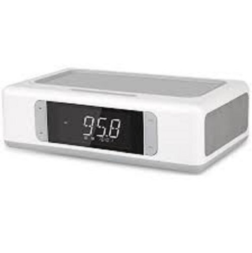 Док-станция SmartClock Wireless Charging, Alarm Clock, Bluetooth, FM, USB, AUX White