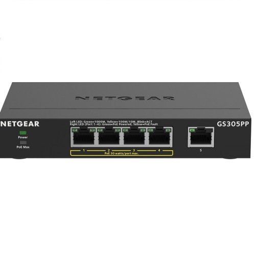 Коммутатор сетевой GS305EPP 4xGE PoE+ (120W), 1xGE Коммутатор сетевой GS305EPP 4xGE PoE+ (120W), 1xGE