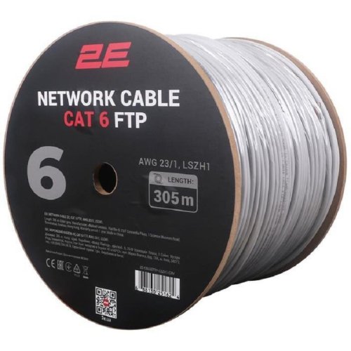 Кабель CAT 6, FTP, 305м, AWG 23/1, LSZH-1, Grey
