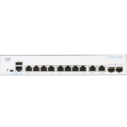 Комутатор CBS250 Smart 8-port GE, Ext PS, 2x1G Combo