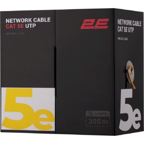 Кабель CAT 5e, U-UTP, 305м, AWG 24/1, LSZH, Yellow