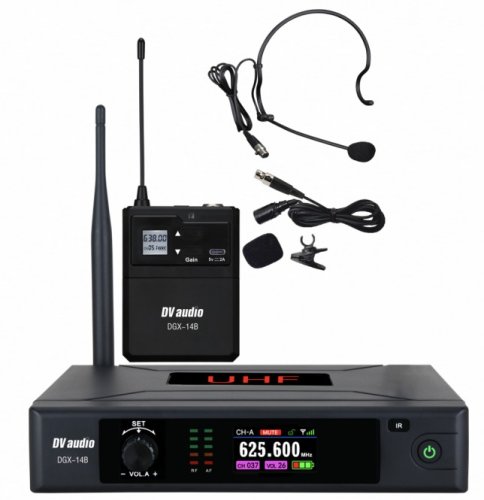 Радиосистема DV audio DGX-14B с наушниками и петличкой черного цвета