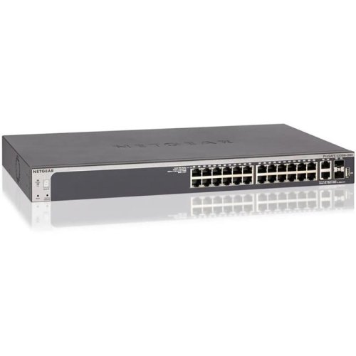 Коммутатор GS728TXP 24xGE PoE, 2x10GE, 2xSFP+, 195Вт, Управляемый L2