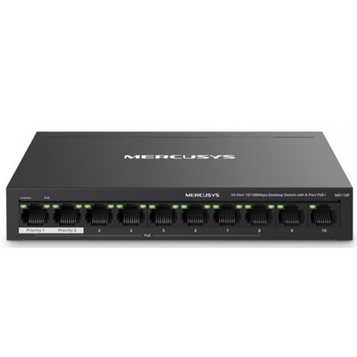 Комутатор MS110P 10xFE (8xPoE), 65Вт, Некерований