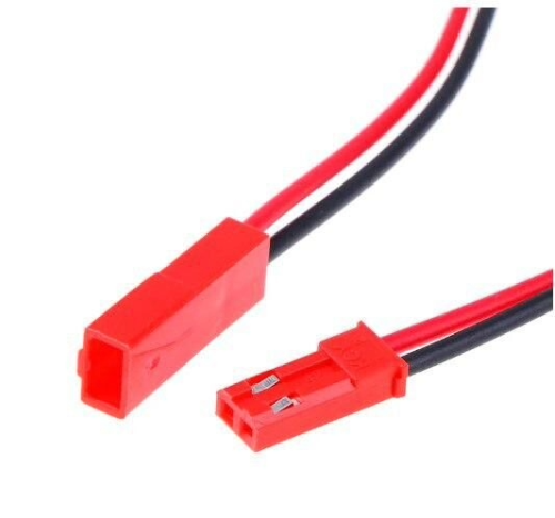 Комплект JST-разъемов питания PROLUM™ - 2 pin с кабелем папа + мама, красные, 10 см