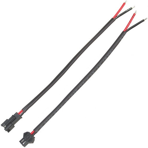 Комплект JST-разъемов питания PROLUM™ - 2pin с кабелем папа+мама, черные в двойной изоляции 10 см.