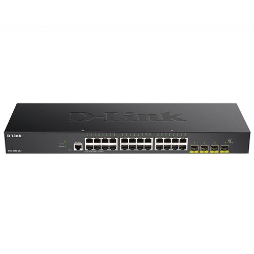 Коммутатор сетевой DGS-1250-28XMP 24x1GE PoE, 4xSFP+, 370W, Smart