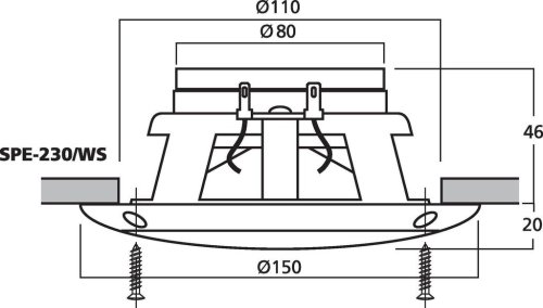 Потолочный динамик SPE-265/WS Фото №2