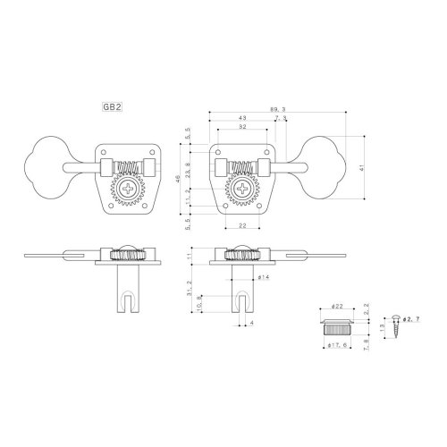 Кілки для бас-гітари GB2 L GG Фото №2