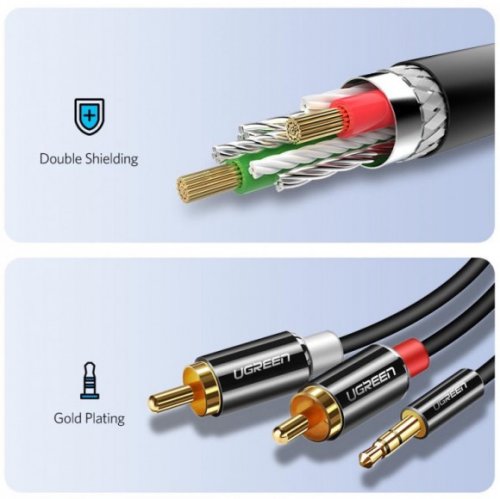 Кабель AV116 3.5 mm to 2RCA Audio Cable, 3 m Black 10590 Фото №3