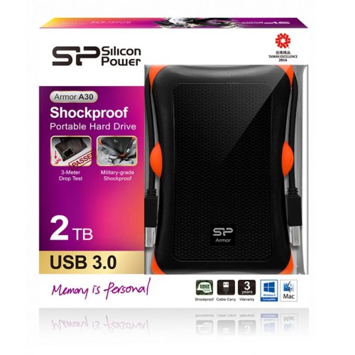 Внешний жесткий диск 2.5" USB 3.2 2TB Armor A30 Black Orange Фото №3