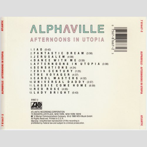 Вініловий диск Alphaville: Afternoons In Utopia Фото №3