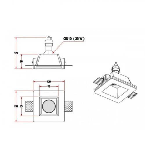 Точковий LED світильник KD-GIPS SQ120 H60 Фото №2