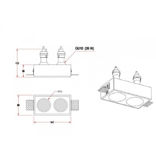 Точковий LED світильник KD-GIPS SQ80x147 H50 Фото №3