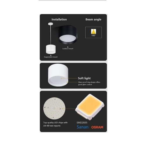 Точковий LED світильник KD-RONDO95 9W 3K WH Фото №2
