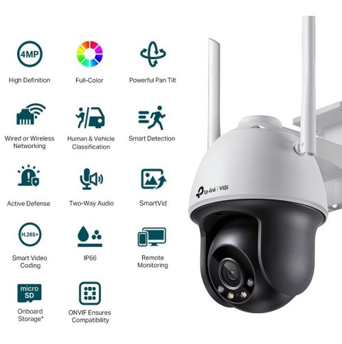 Камера VIGI-C540-W-4, PoE, 4Мп, 4 мм, Wi-Fi, H265+, IP66, Dome Фото №2