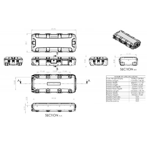 Кейс 991 case с пеной - Black Фото №4