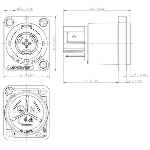 Гнездо питания NAC3MPX Фото №5