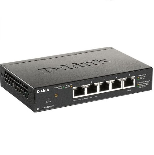 Комутатор DGS-1100-05PD 5xGE, (2xGE, 2xGE PoE, 1xGE PD), EasySmart Фото №2