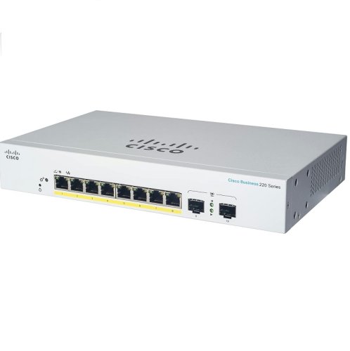 Комутатор CBS220 8хGE, PoE, Ext PS, 2x1G SFP, Smart Фото №2