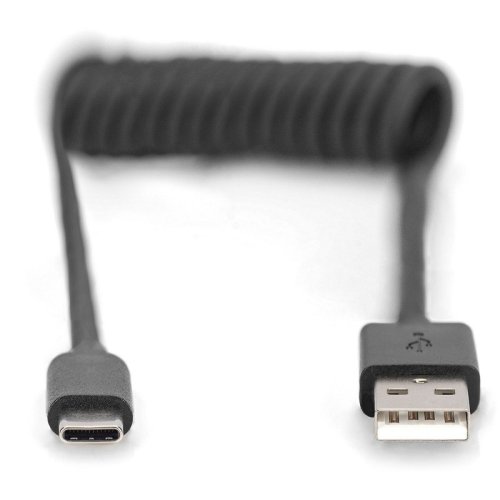 Кабель USB 2.0 (AM/CM) spiral 0.32-1.0m, black Фото №2 Кабель USB 2.0 (AM/CM) spiral 0.32-1.0m, black Фото №2