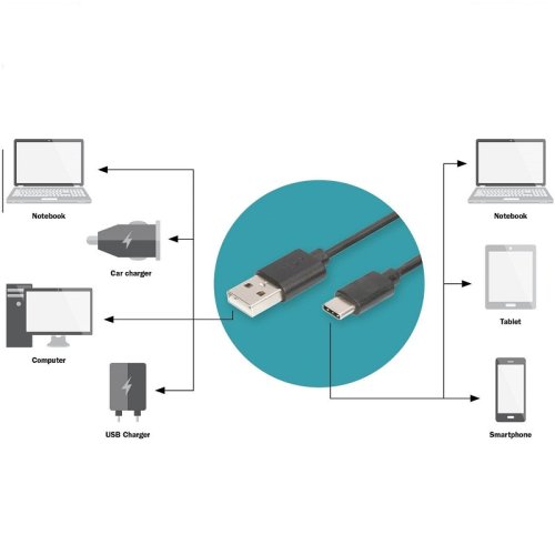 Кабель ASSMANN USB 2.0 (AM/Type-C) 1.8m, black Фото №4