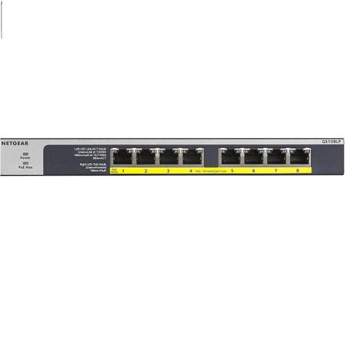Комутатор GS108LP 8xGE PoE+ (60Вт), FlexPoE Фото №3