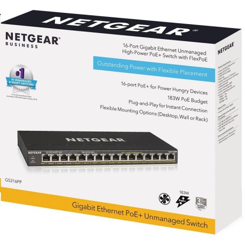 Коммутатор GS316P 16xGE PoE+ (115Вт), FlexPoE Фото №4