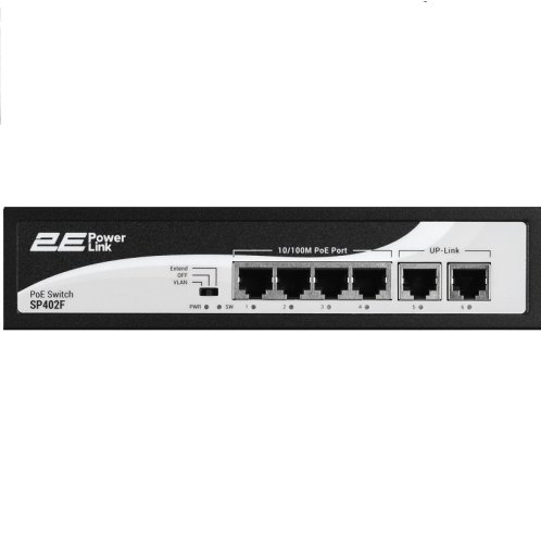 Комутатор PowerLink SP402F 6xFE (4xPoE, 2xUplink), 55Вт Фото №2