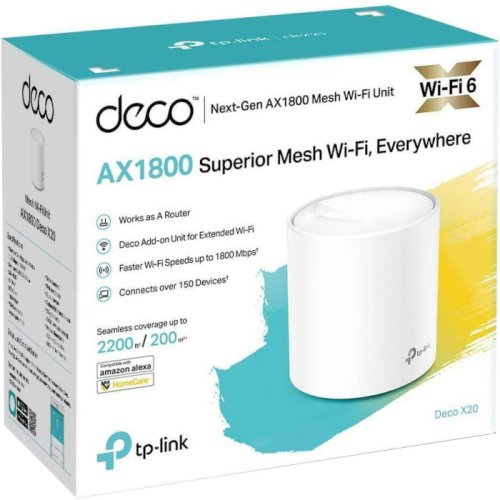 Маршрутизатор DECO X20 1PK AX1800 1xGE LAN 1xGE WAN MU-MIMO OFDMA MESH Фото №3