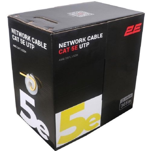 Кабель CAT 5e, U-UTP, 305м, AWG 24/1, LSZH, Yellow Фото №2
