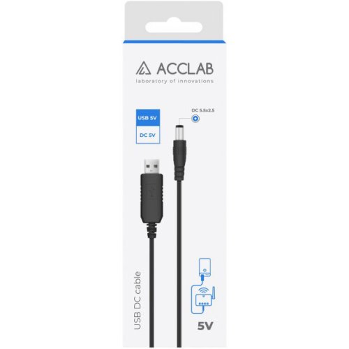 Кабель живлення USB-A - DC 5,5х2,5 мм, 5V/1,5A Фото №2