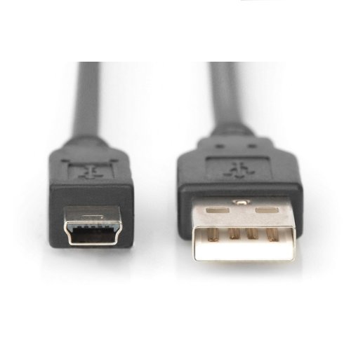 Кабель USB 2.0 (AM/miniB 5pin) DIGITUS 1.8м Black, bulk Фото №2
