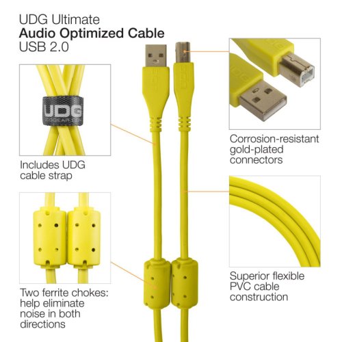 Готовый кабель Ultimate Audio Cable USB 2.0 A-B Yellow Angled 1m Фото №4