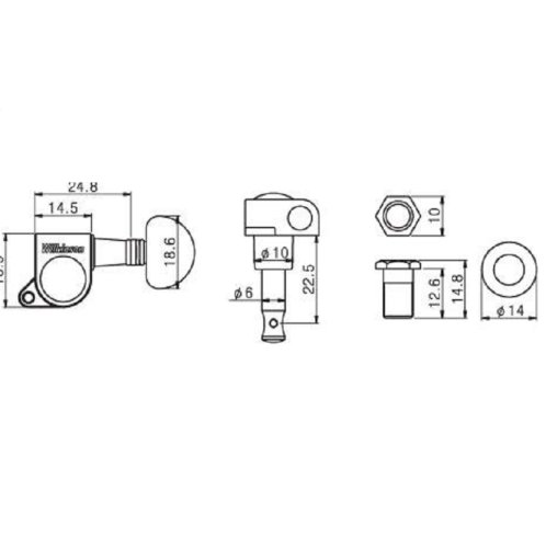 Колки для электрогитары WJ703M 3+3 BK Фото №2