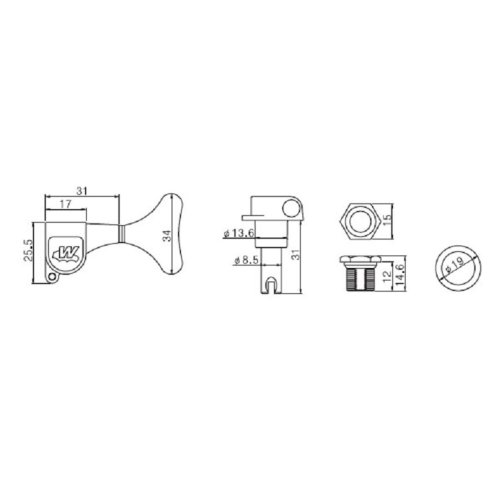 Колки для бас-гитары WJB650 4-in line BK Фото №4