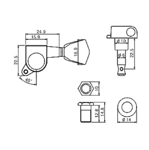 Колки для электрогитары J-04 3+3 CR Фото №2