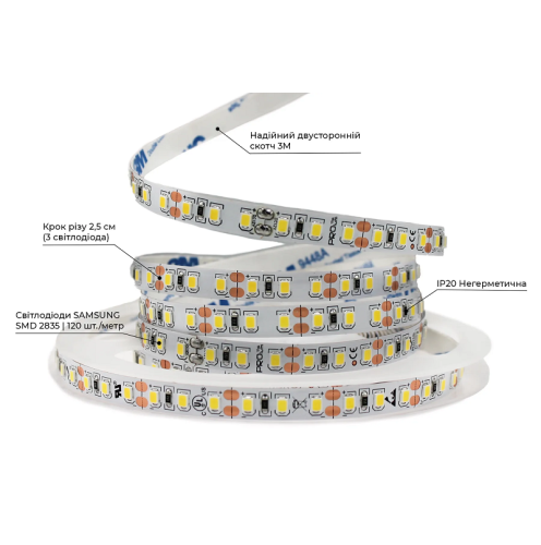 Светодиодная лента 12V; IP20; Series "SG" High Lumen, Нейтральный-Белый (3800-4300K) Фото №2