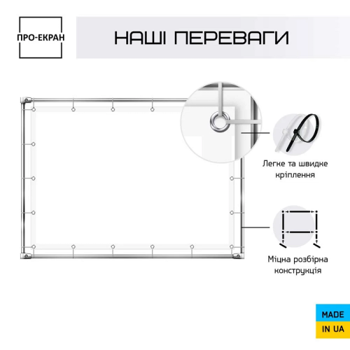 Экран прямой проекции на люверсах на раме Фото №2