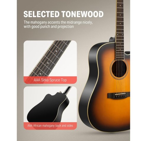 Гитарный набор Acoustic Guitar Cutaway Sunburst EC1020 Фото №3