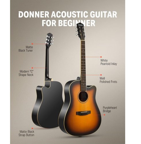 Гитарный набор Acoustic Guitar Cutaway Sunburst EC1020 Фото №2