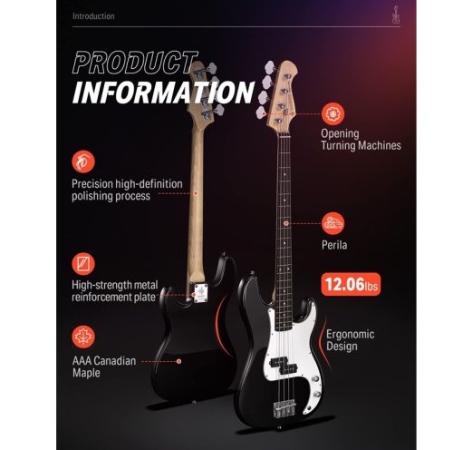 Гитарный набор EC1228 DPB-510 Electric Bass Guitar Black Фото №4