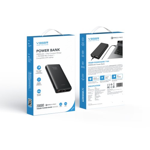 Внешний аккумулятор Power Bank VEGER 20000MAH (W2032C) Фото №11
