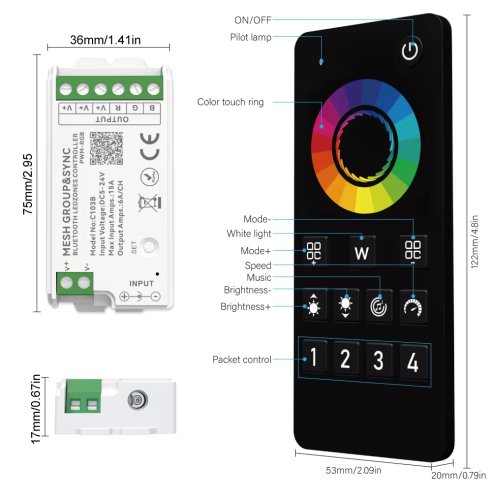 Пульт управління PROLUM 4-Zone; RGB; Wi-Fi; TUYA; TOUCH; Чорний; Series: HomeLink Фото №10