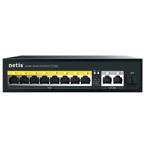 Комутатор P110GH 8xFE PoE, 3xGE (2xUplink, 1xSFP), 120Вт, Некерований Фото №3