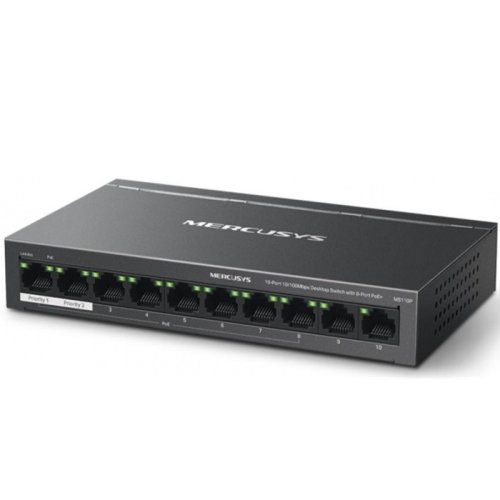 Комутатор MS110P 10xFE (8xPoE), 65Вт, Некерований Фото №3