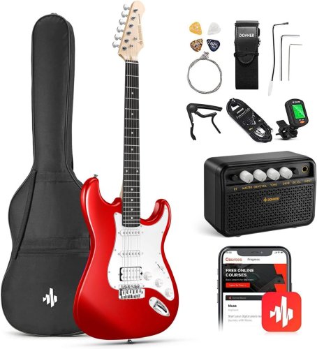 Гітарний набір EC1166 DST-100 Sunburst Electric Guitar Kit Red Фото №2